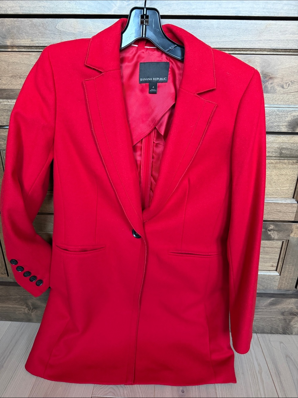 Banana Republic Red Notched-Lapel Single-Button Blazer